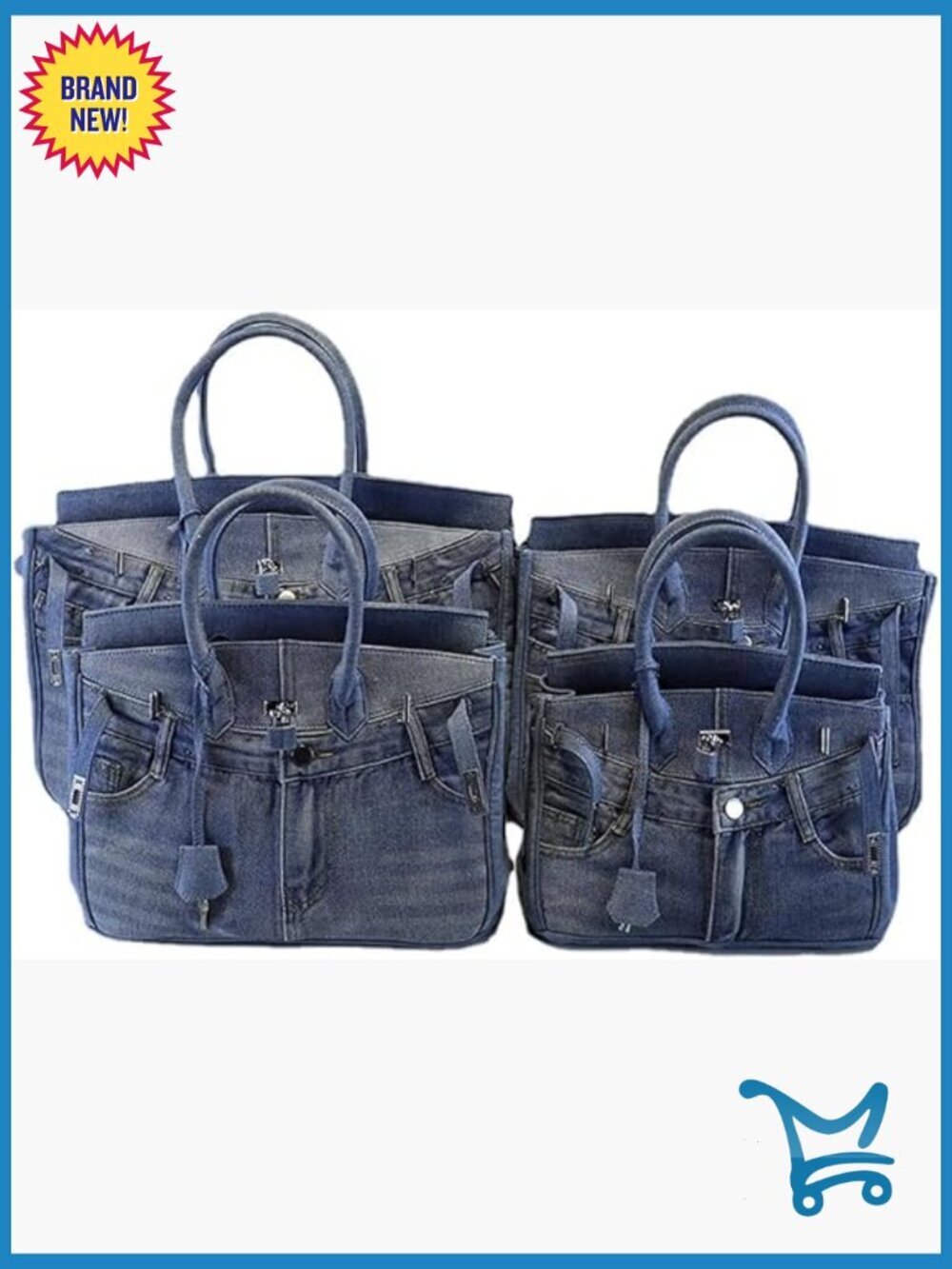 Large Denim Tote Bag Hobo Satchel Shoulder Bag for Travel Shopping